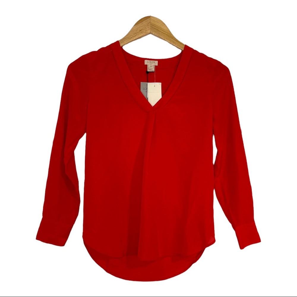 J. Crew Red Petite Blouse.